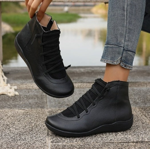 Women's Plus Size Flat Side Zipper Short Fashion Boots