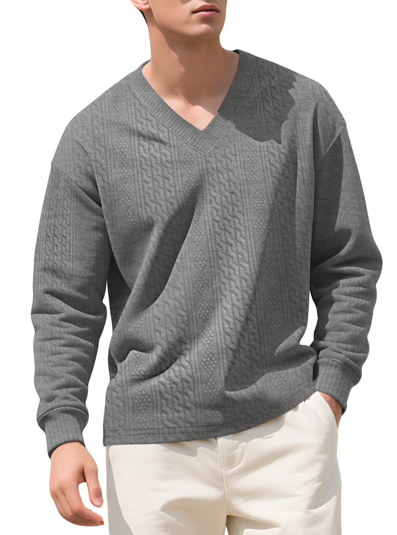 Men's Loose Long-sleeved Hoodie With Jacquard Trendy
