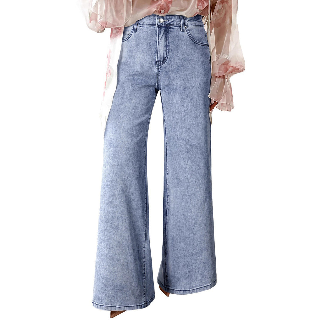 Women's High Waist Casual Loose Solid Color Jeans