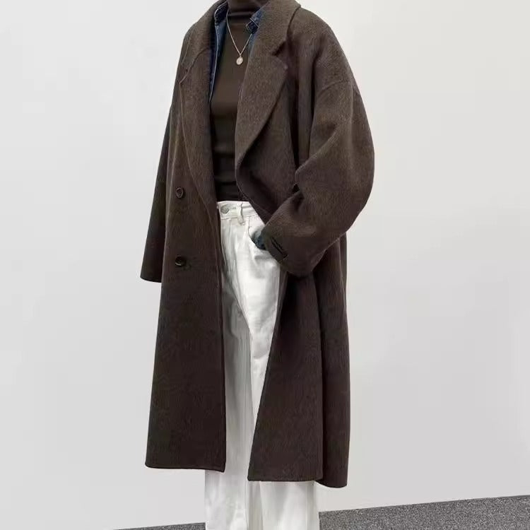 Color New Korean-style Loose Mid-length High-end Wool Coat