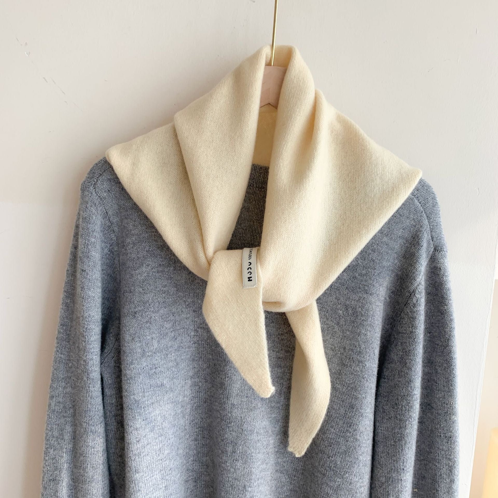 Womens Solid-Color Wool Knit Triangle Scarf Shawl For FallWinter