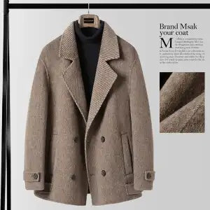 Men's Business-Style Double-Faced Wool Coat Korean-Style Wool Overcoat