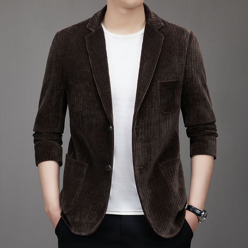 Men's Button-Front Slim-Fit Fashion Corduroy Blazer
