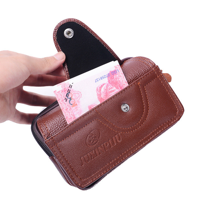 Business-style Horizontal Phone Bag With Belt Made Of PU Leather Waist Pouch