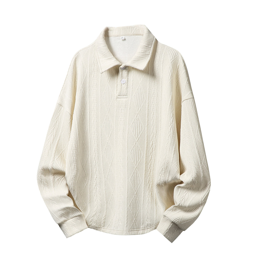 Texture Jacquard Lapel Sweater Men's Autumn