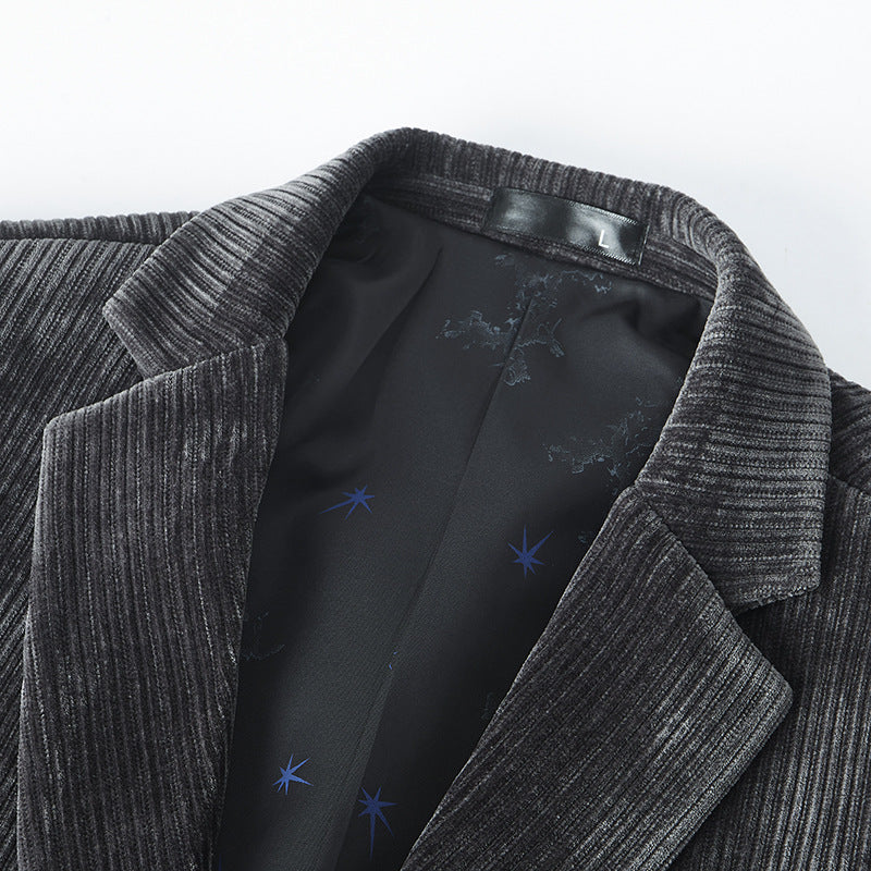Men's Button-Front Slim-Fit Fashion Corduroy Blazer