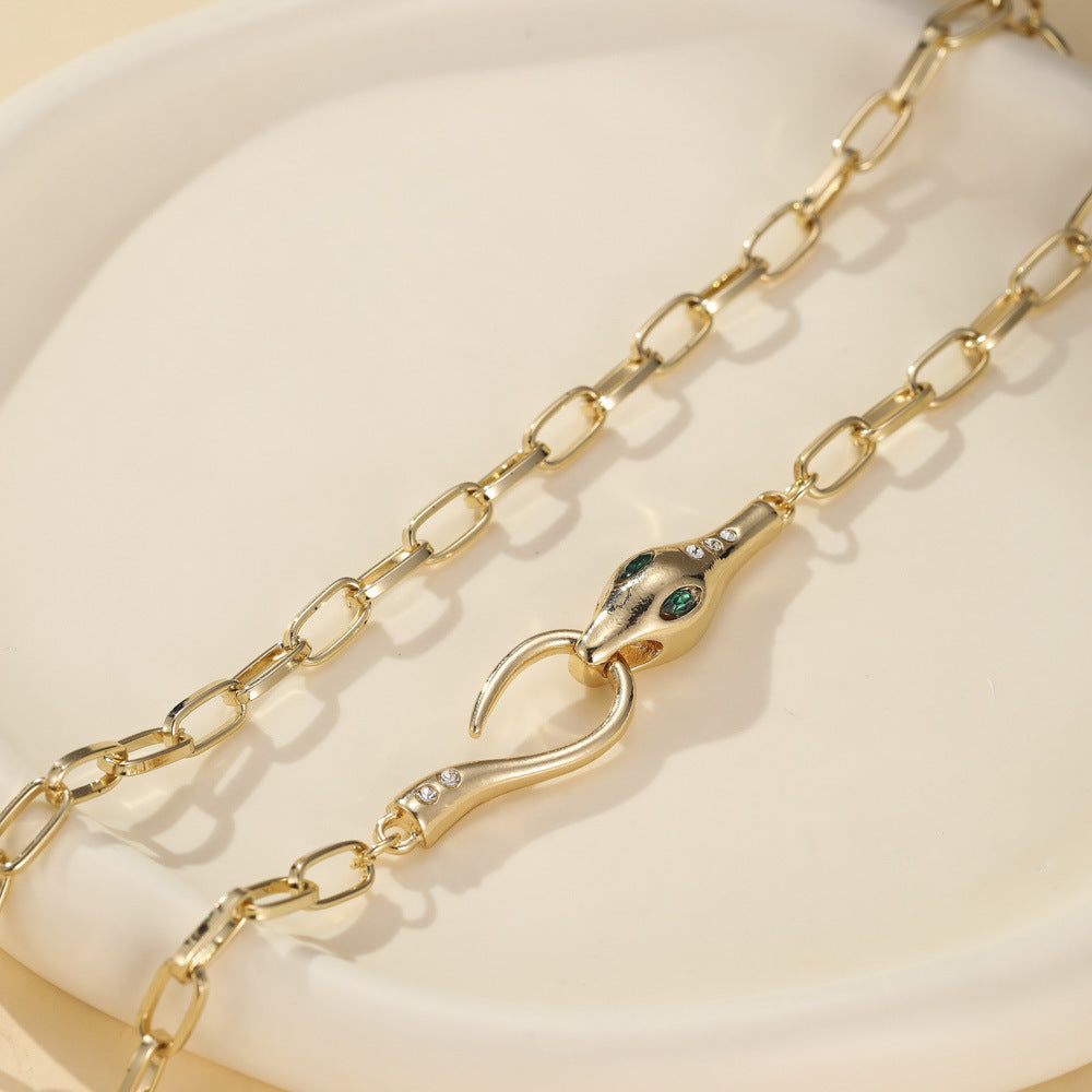 Advanced Temperament Metal Snake Series Diamond Necklace