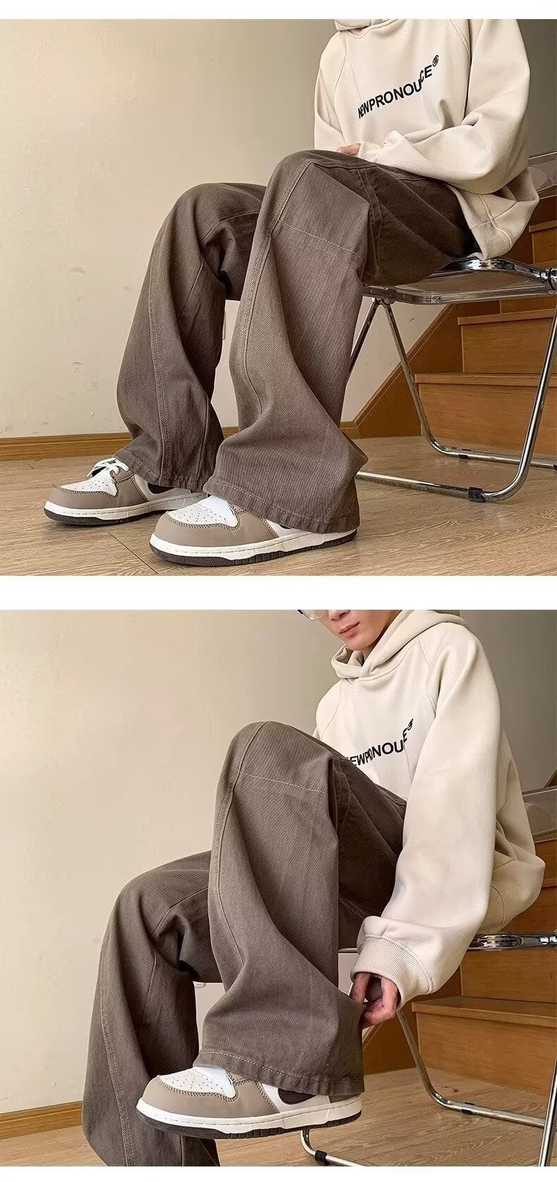 Retro High-street Dark Blue Workwear Denim Jeans