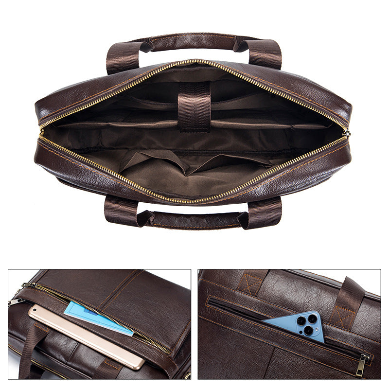 Men's First Layer Cowhide Portable Briefcase
