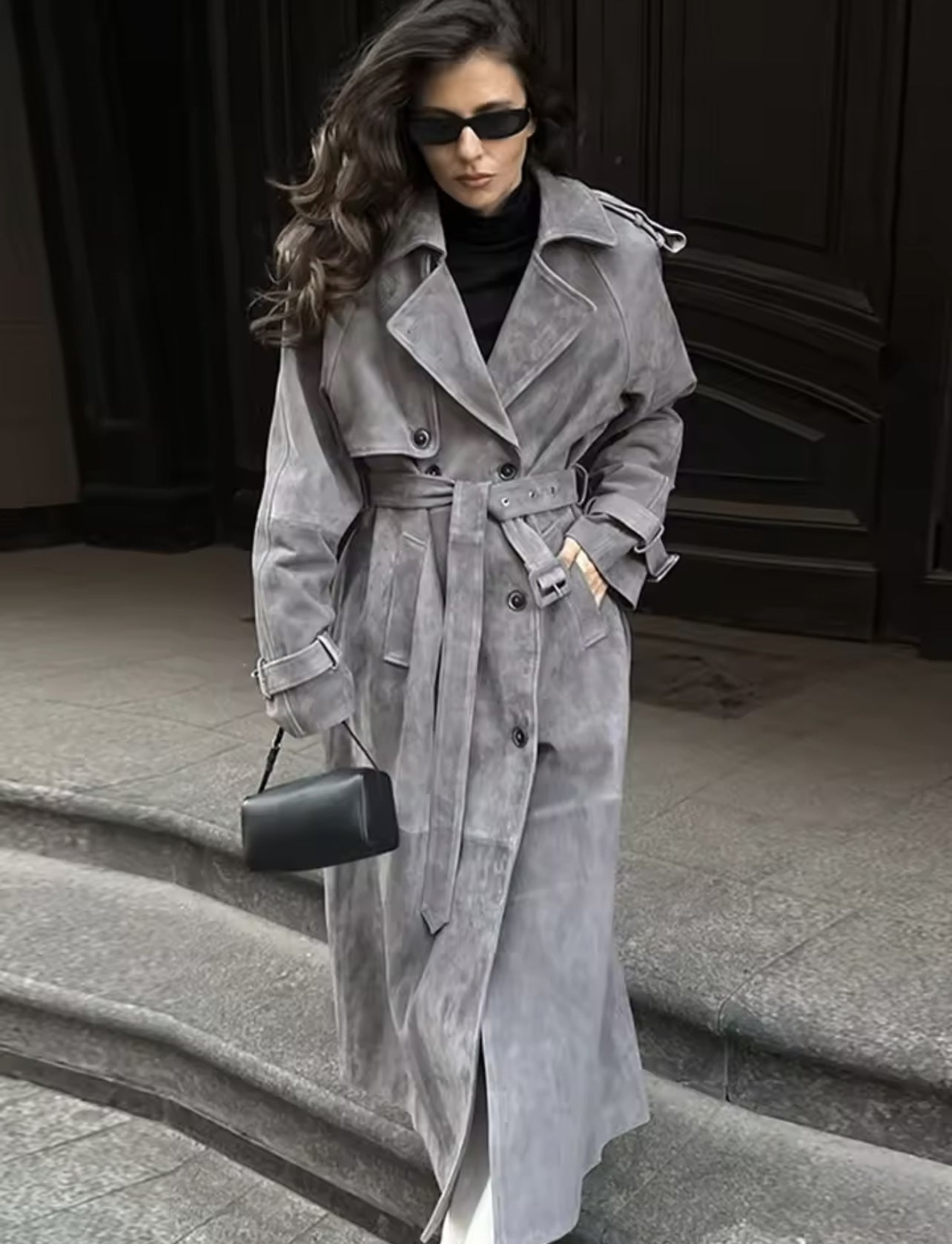Womens Fashion Casual Mid Length Trench Coat Chic And Relaxed Fit Wool Outerwear
