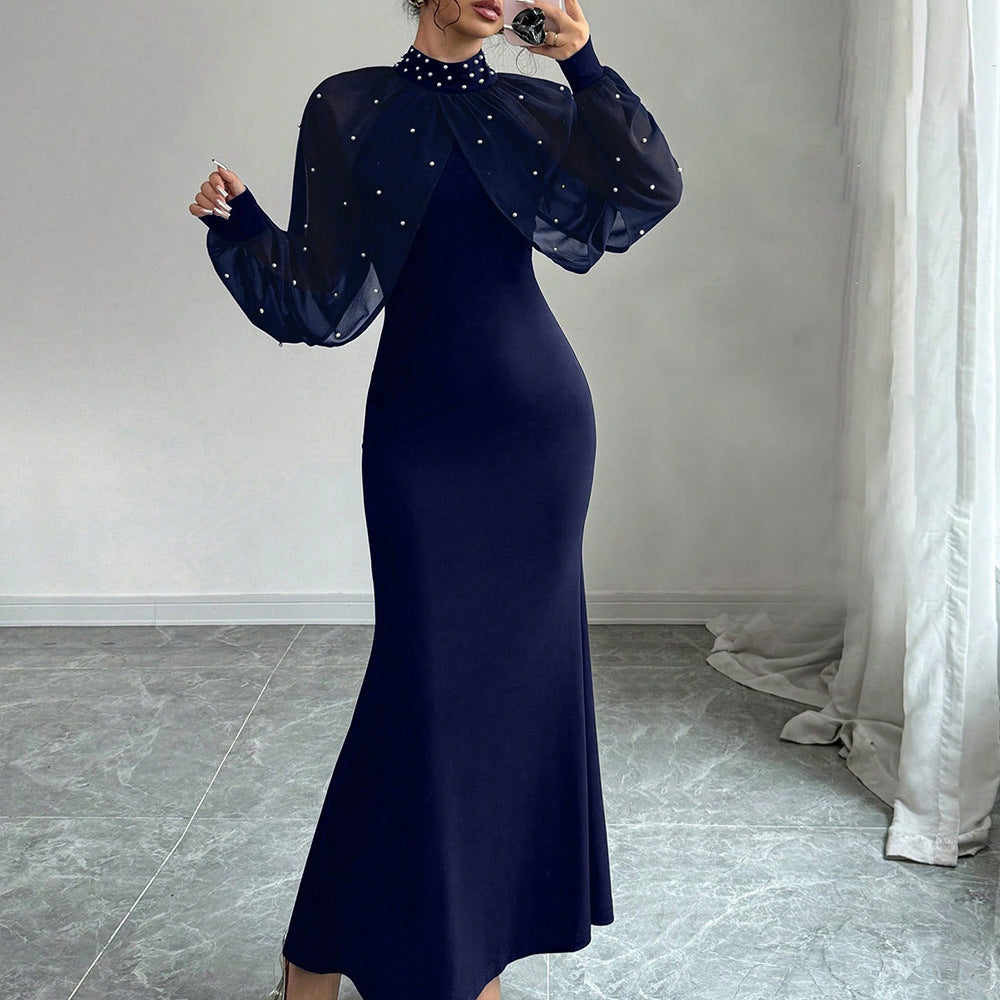 Womens Solid-Color Fashionable Patchwork Bodycon Dress