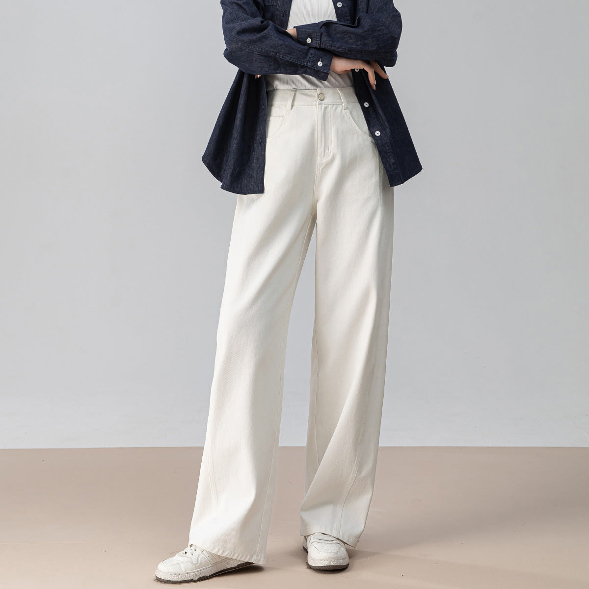 High-waisted Curved Sickle Pants Wide-leg Pants Autumn New