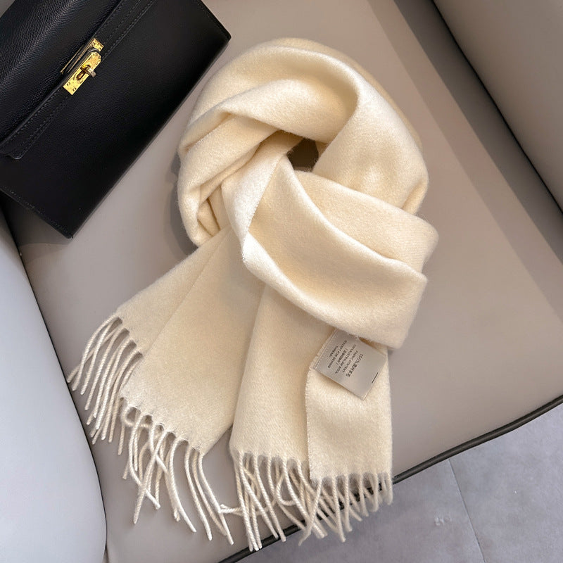 Pure Wool Students Warm-keeping All-matching Tassel Narrow Scarf Couple Wholesale