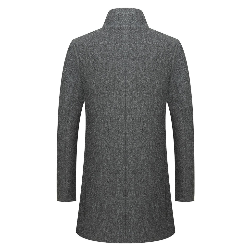 Men's Mid-length Wool Coat With A Stand-up Collar