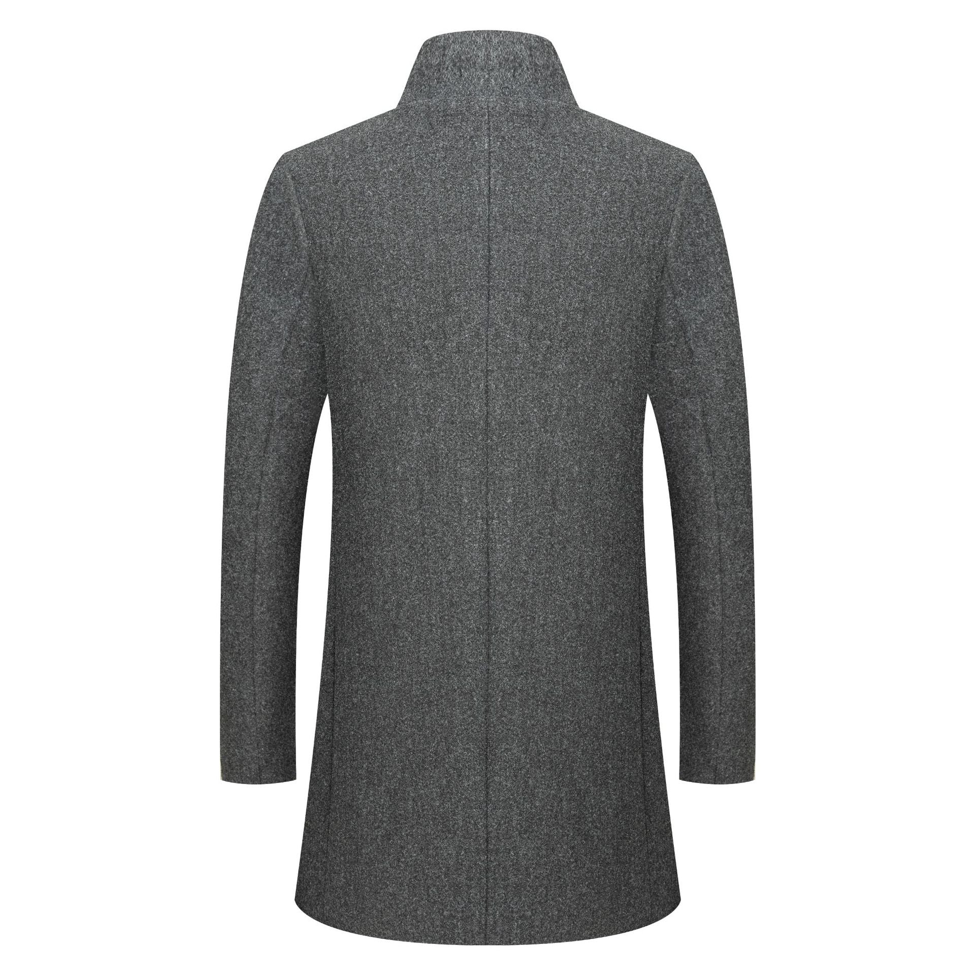 Men's Mid-length Wool Coat With A Stand-up Collar