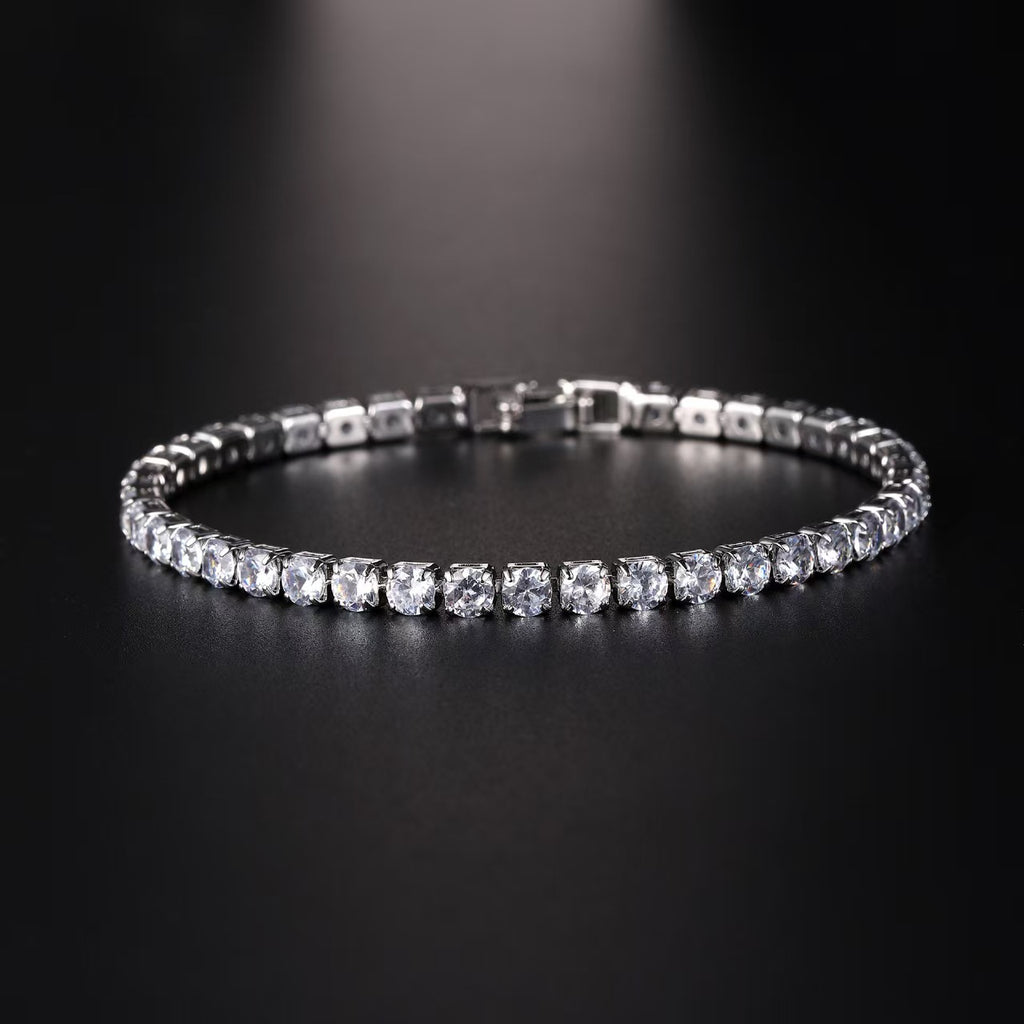 Sleek Luxury Sparkling Zircon Bracelet,Detachable Extender Chain,Unisex For Daily Wear, Christmas Outfits And Beach Occasions