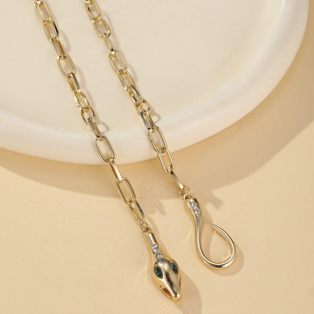 Advanced Temperament Metal Snake Series Diamond Necklace