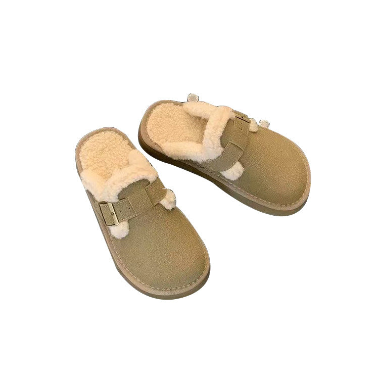 Retro Thick-soled Furry Slippers For Women