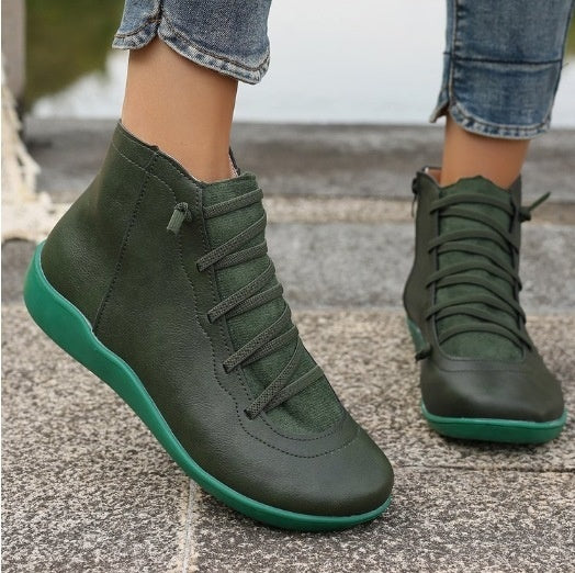 Women's Plus Size Flat Side Zipper Short Fashion Boots