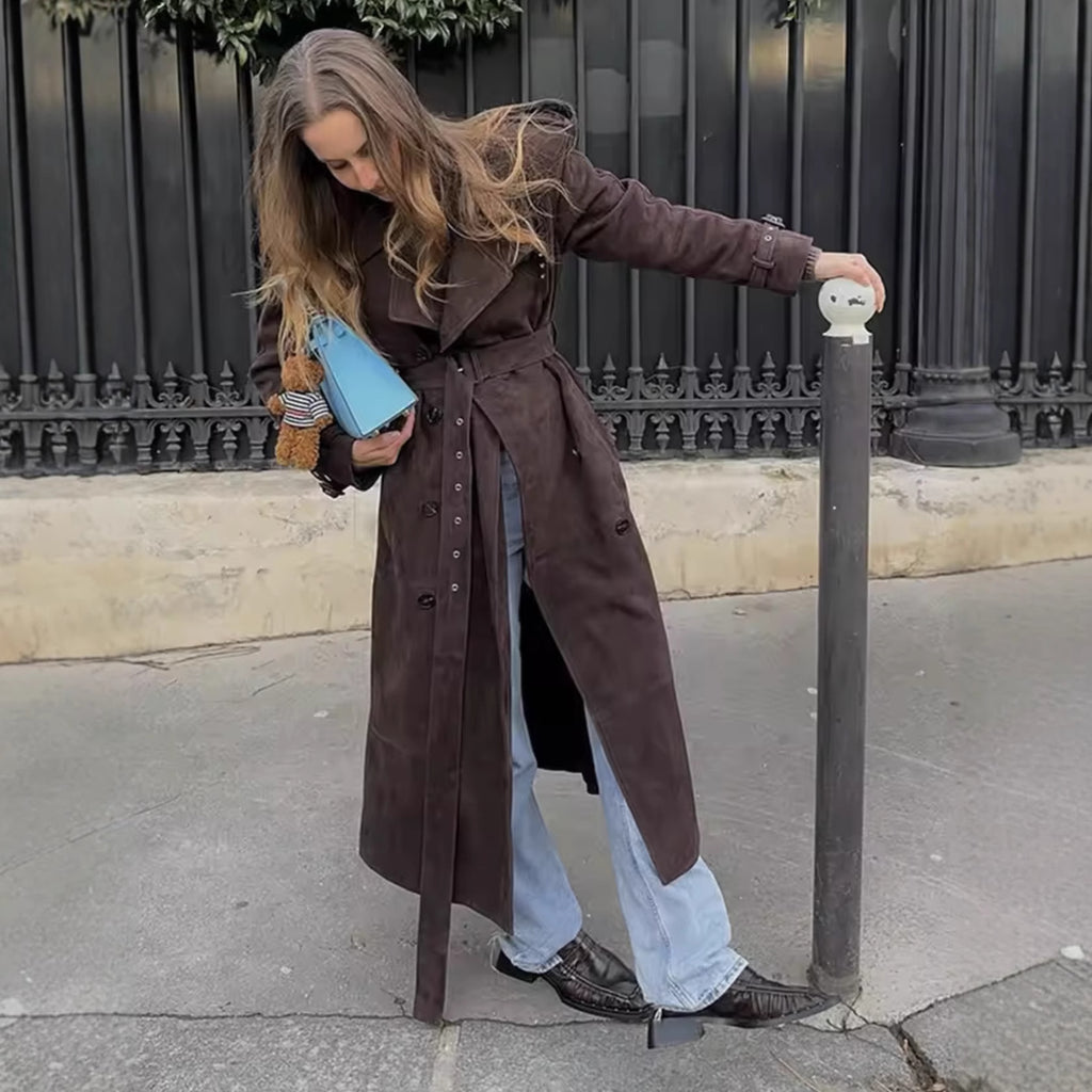 Womens Fashion Casual Mid Length Trench Coat Chic And Relaxed Fit Wool Outerwear