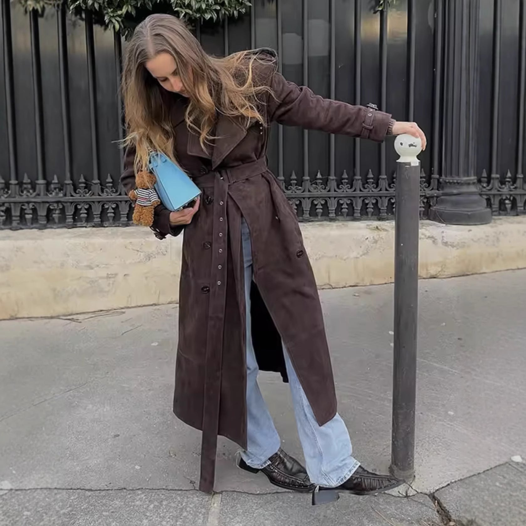 Womens Fashion Casual Mid Length Trench Coat Chic And Relaxed Fit Wool Outerwear