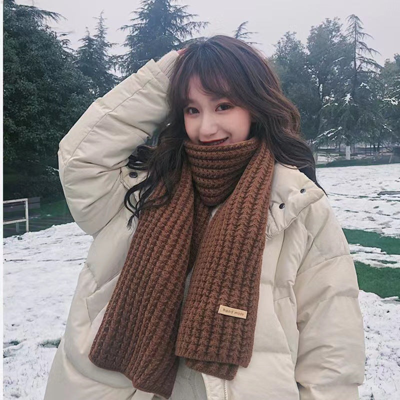 Scarf Women Autumn Winter Korean Version Solid Color Knitted Wool