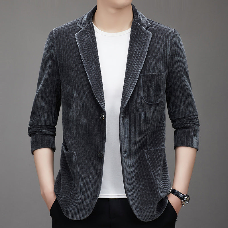 Men's Button-Front Slim-Fit Fashion Corduroy Blazer