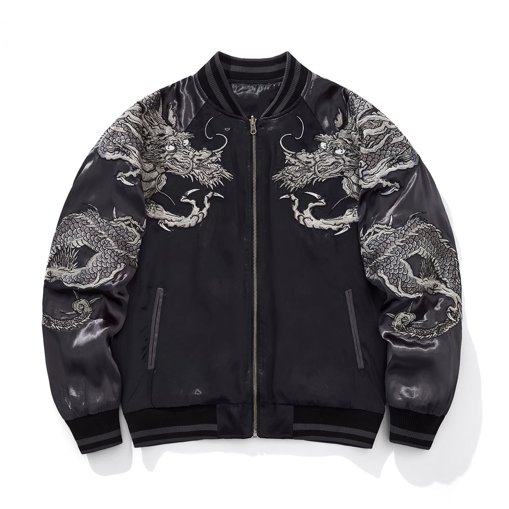 Heavy Duty Fashionably Casual Embroidered Flying Dragon Baseball Jacket