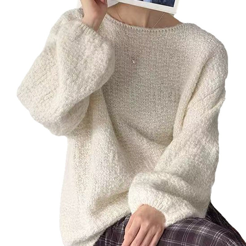 Womens Cozy Versatile Relaxed-fit Pullover Sweater