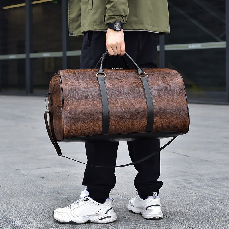 Men's Fashion Personalized Outdoor Sports Crocodile Pattern Travel Bag
