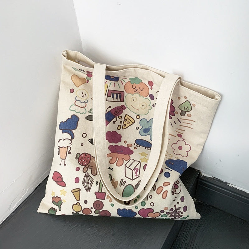 Large Capacity Portable Cute Printed Canvas Bag