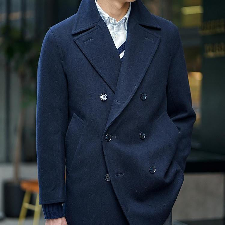 Classic Retro Nautical-style Wool Men's Slim-fit Wool Coat