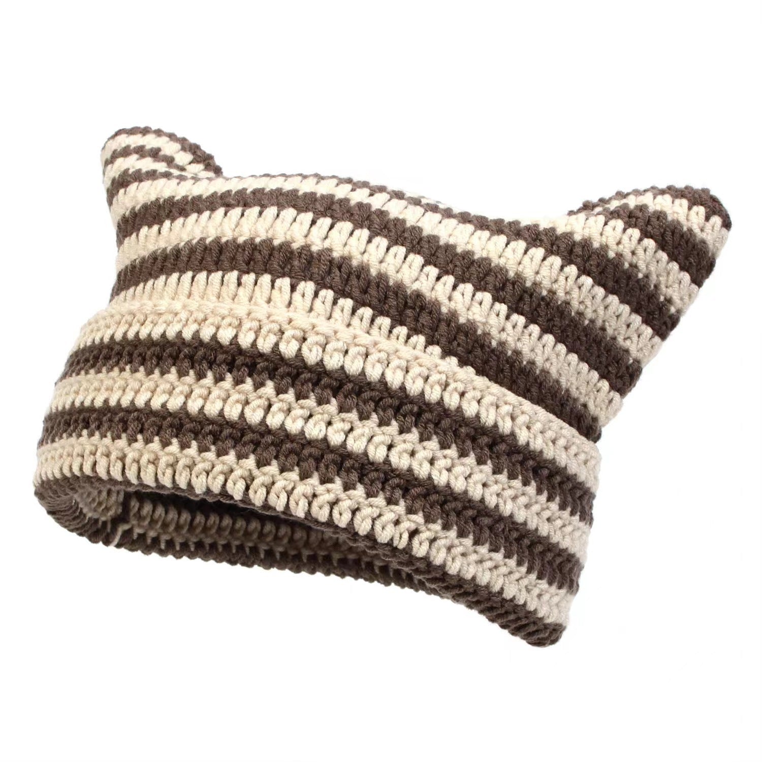 Hand-knitted Striped Cat Hat