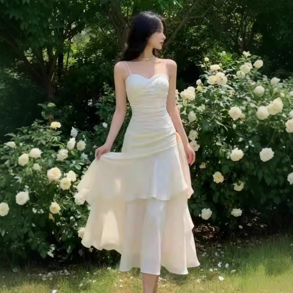 French-style Red Slip Dress For Christmas And New Year