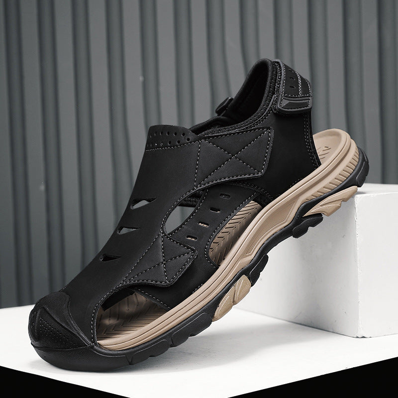 Plus Size Beach Shoes Breathable Leather Sandals For Men