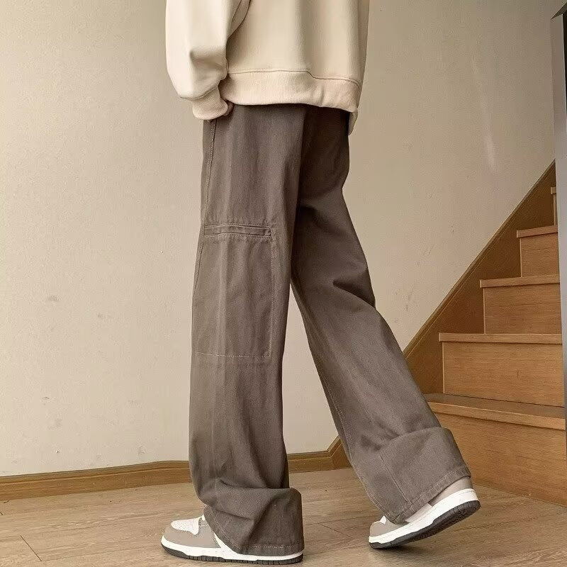 Retro High-street Dark Blue Workwear Denim Jeans