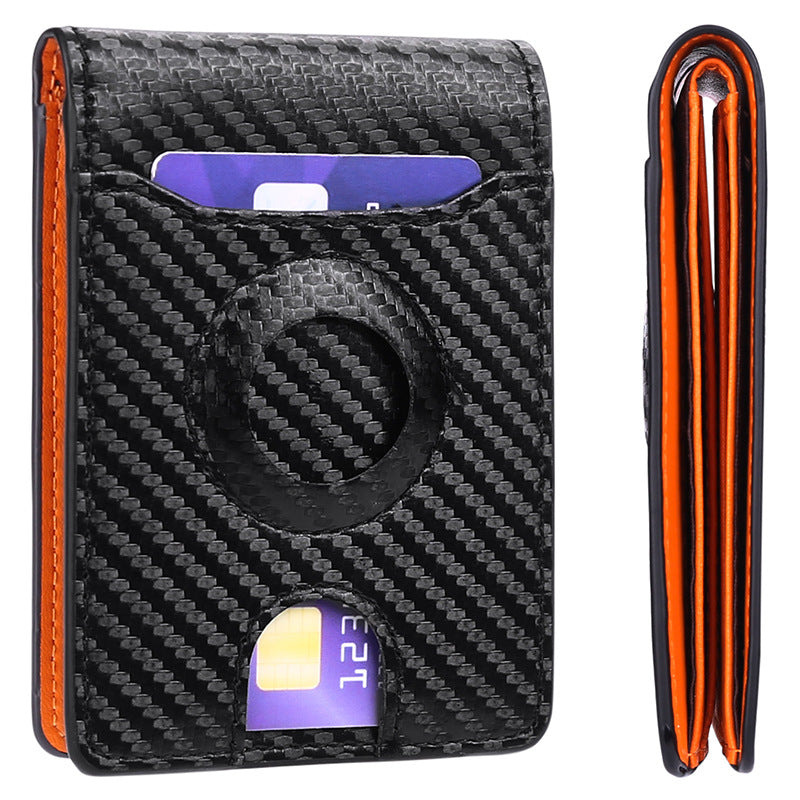 Carbon Fiber Leather Wallet Tracker Men