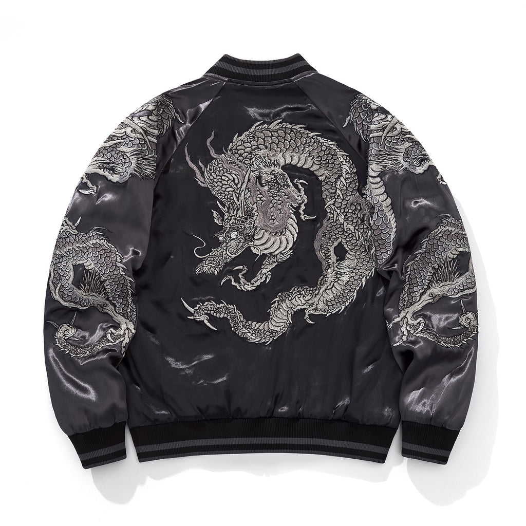 Heavy Duty Fashionably Casual Embroidered Flying Dragon Baseball Jacket