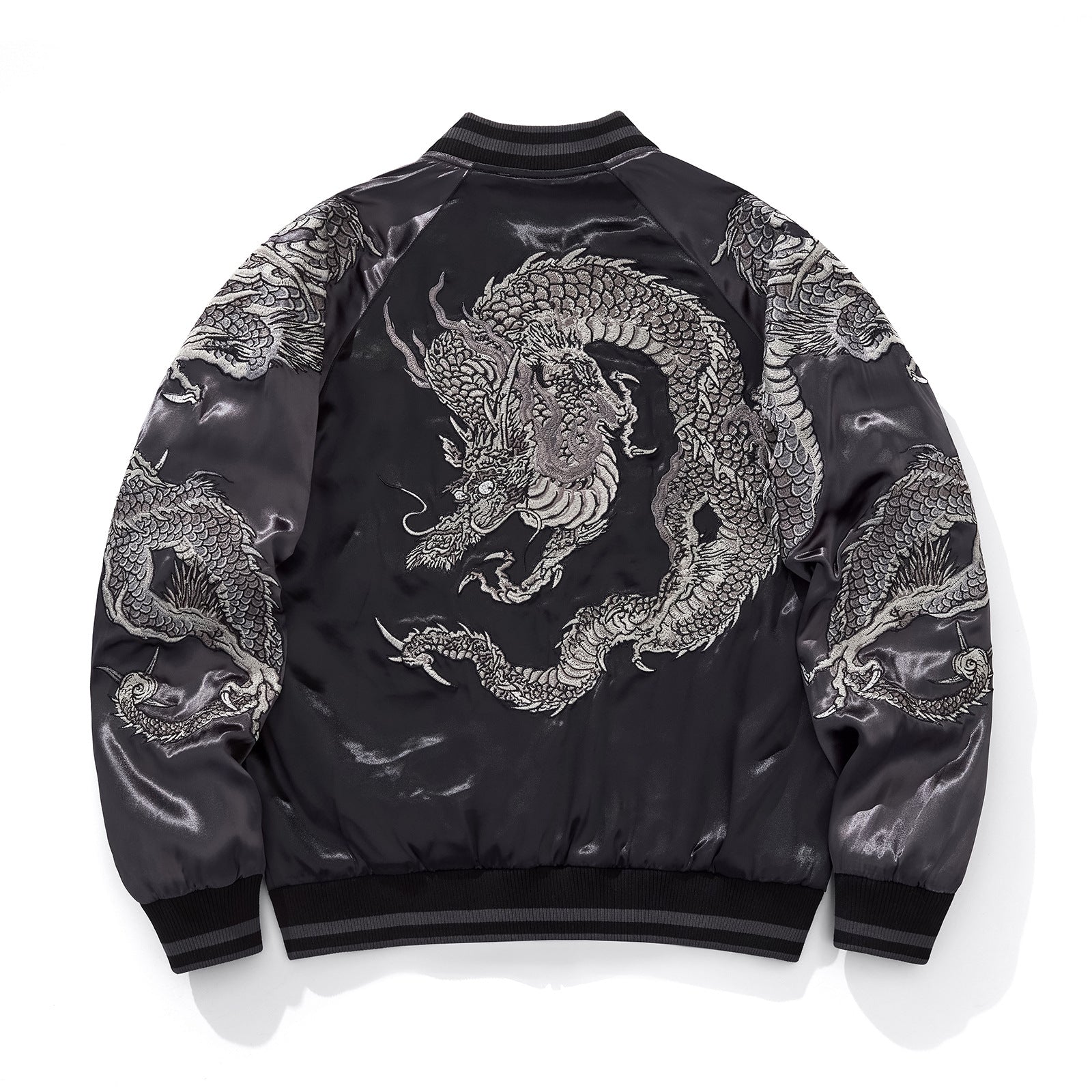 Heavy Duty Fashionably Casual Embroidered Flying Dragon Baseball Jacket