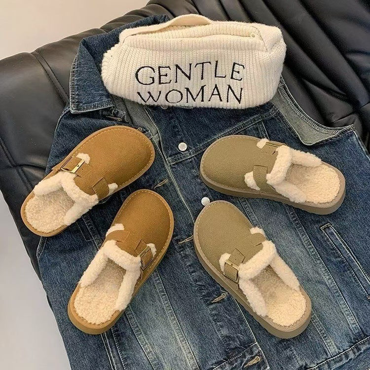 Retro Thick-soled Furry Slippers For Women