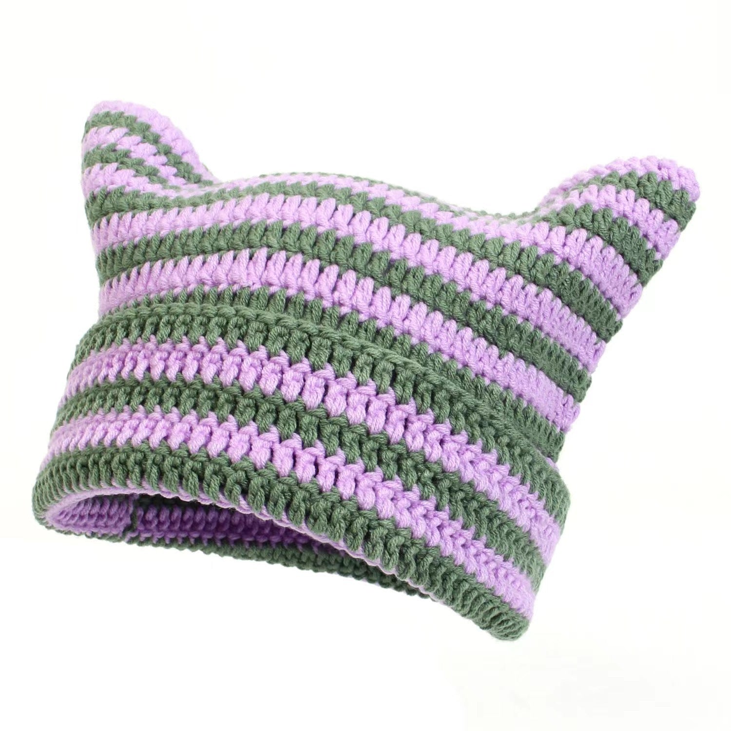Hand-knitted Striped Cat Hat