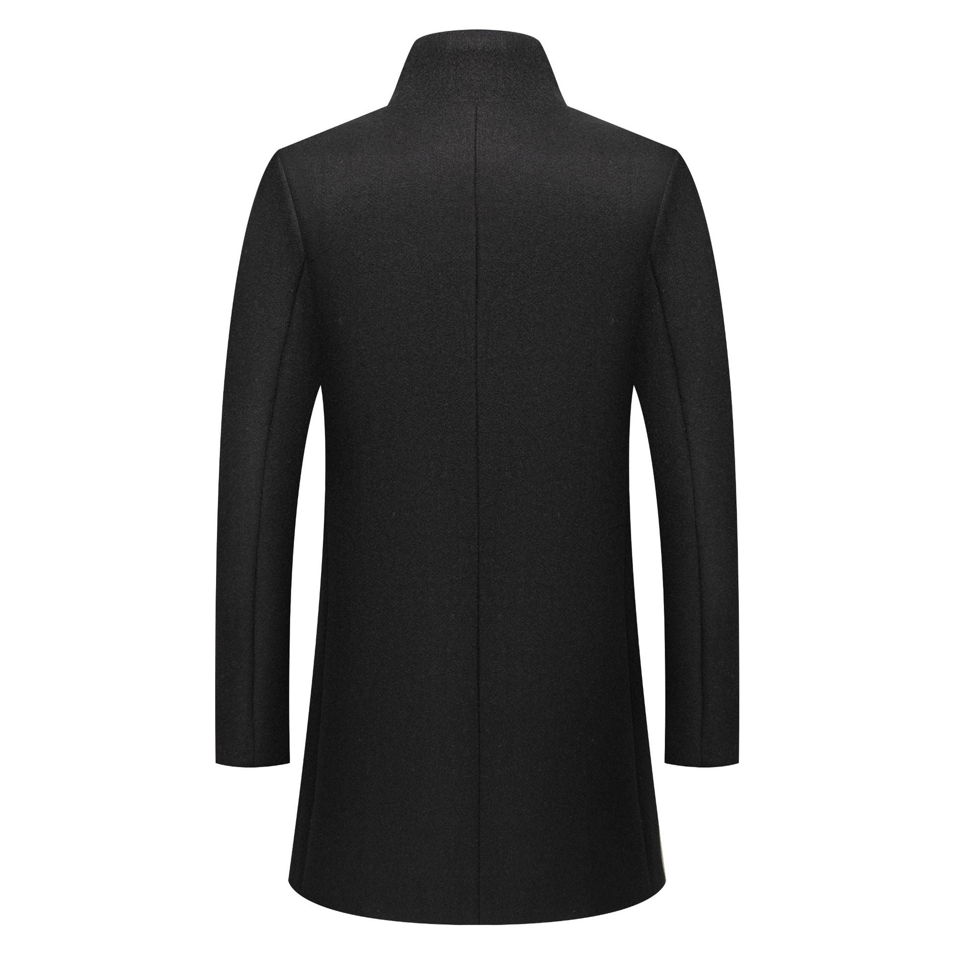 Men's Mid-length Wool Coat With A Stand-up Collar