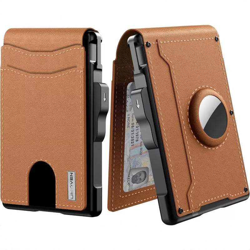 Wallet Men's Card Holder Large Capacity Flip Carbon Fiber Metal Cartridge