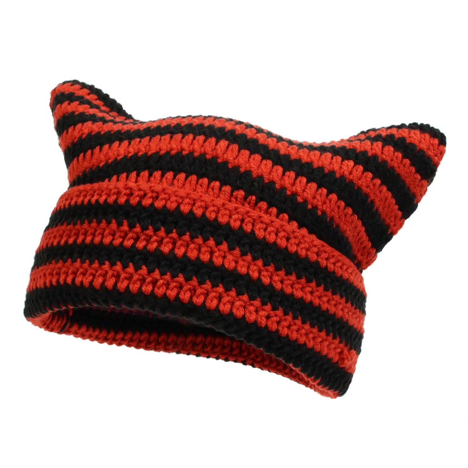 Hand-knitted Striped Cat Hat