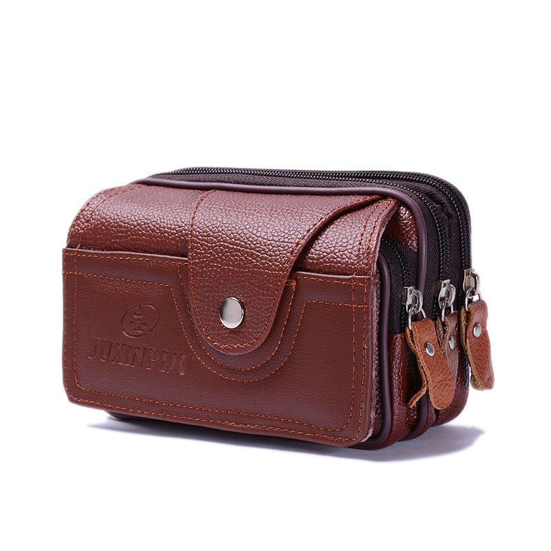 Business-style Horizontal Phone Bag With Belt Made Of PU Leather Waist Pouch