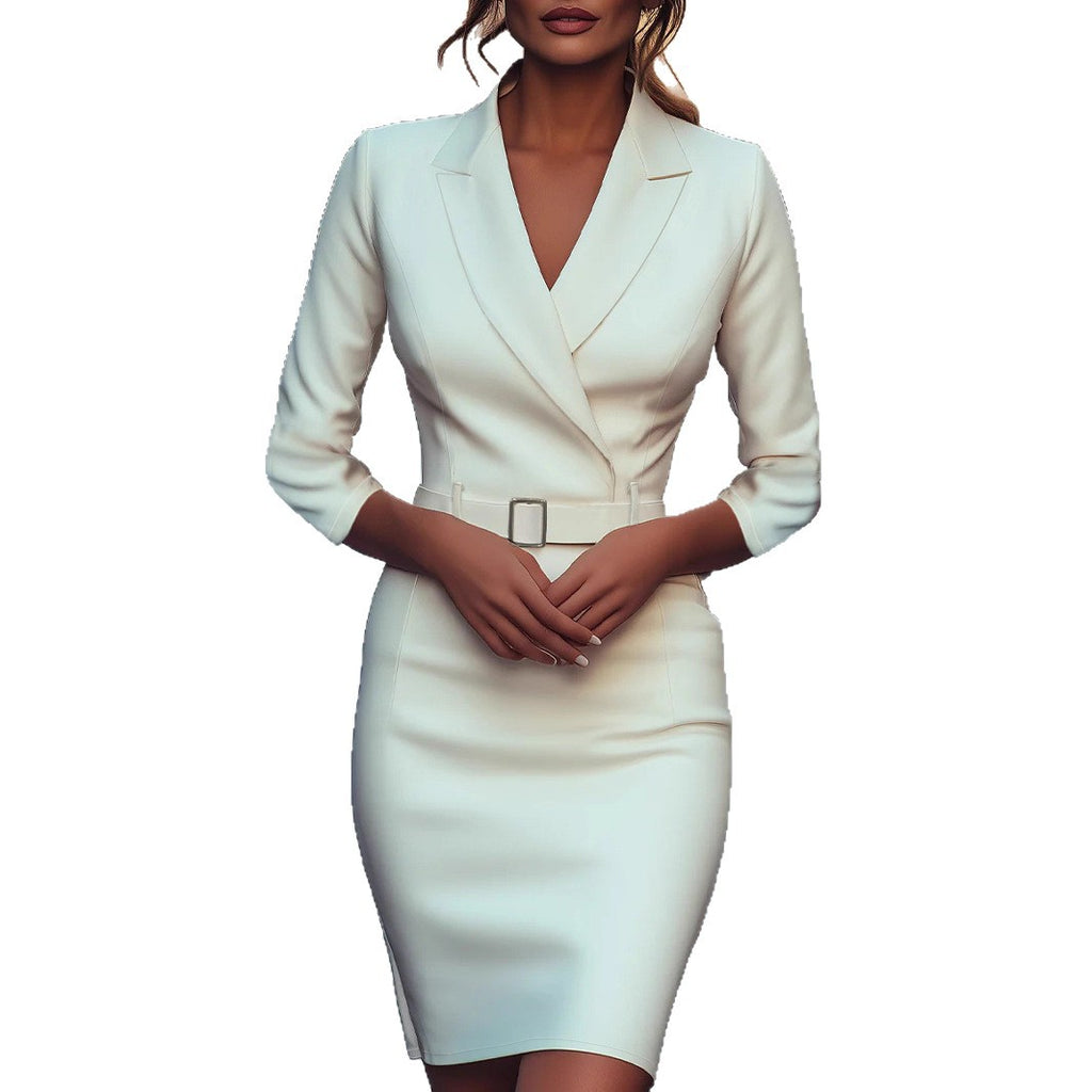 Professional Figure-flattering Solid-color Dress
