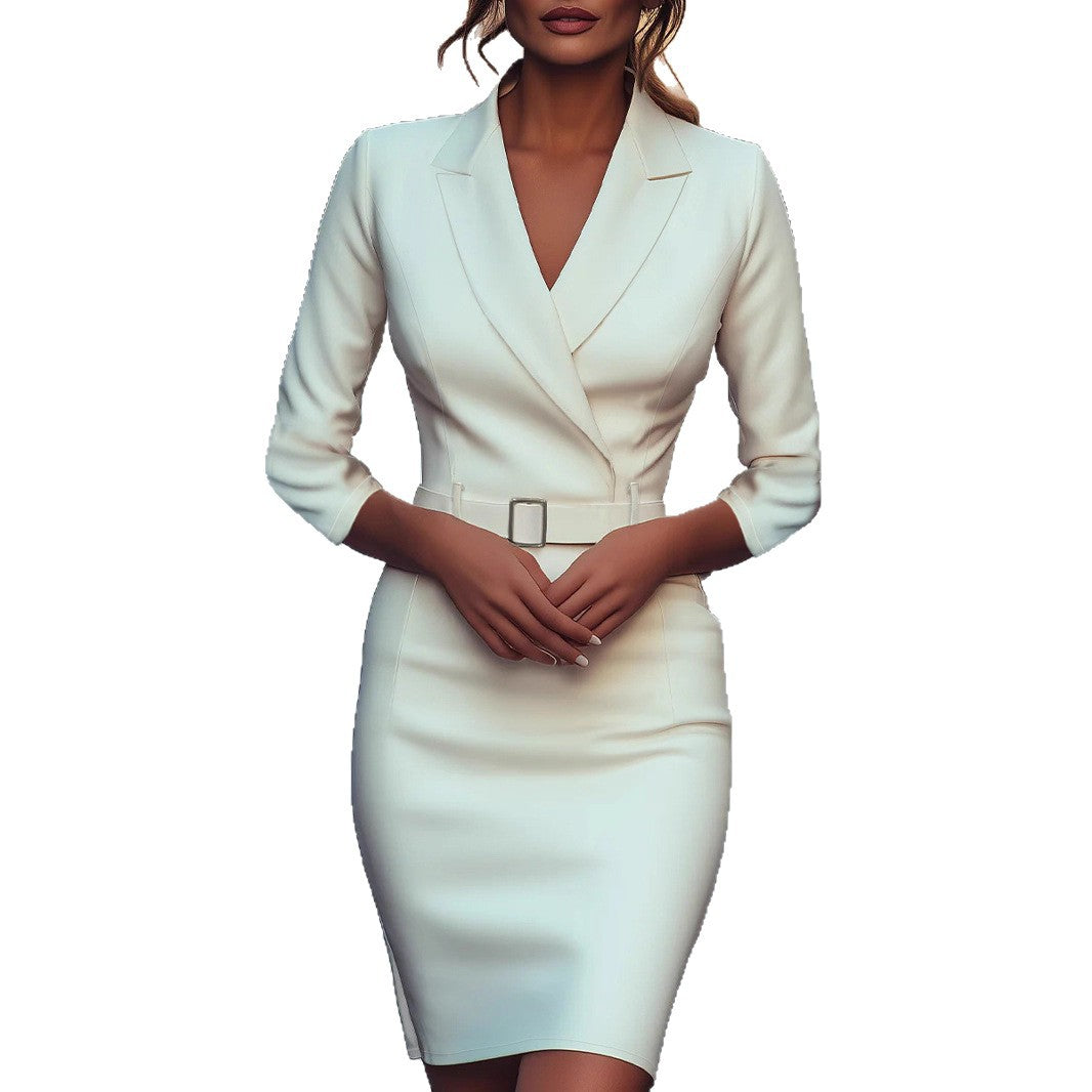Professional Figure-flattering Solid-color Dress