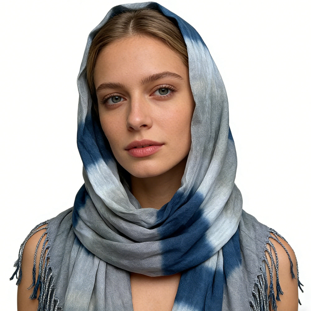 Navy Printed Viscose Scarf ,Versatile Everyday Scarf ,Pairs With All Casual Outfits,Office Appropriate Subtlety For Women Men