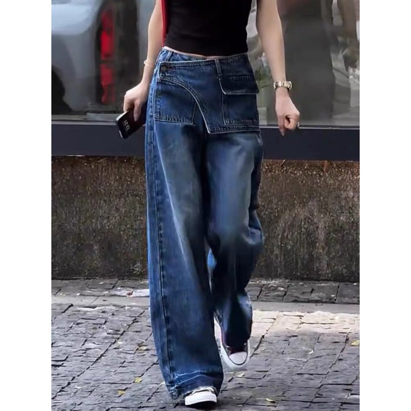 High-waisted Designer-style Faux Two-piece Wide-leg Pants