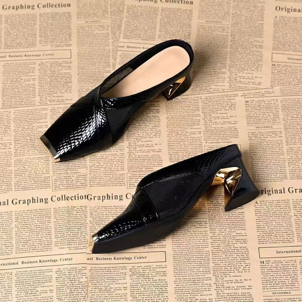 Women's Versatile Square-toe Mesh Sandals For Outdoor Wear